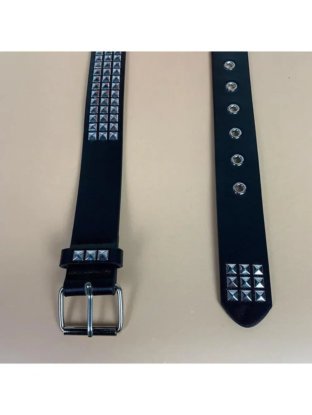Vintage Y2K Black Punk Studded Diamond Belt